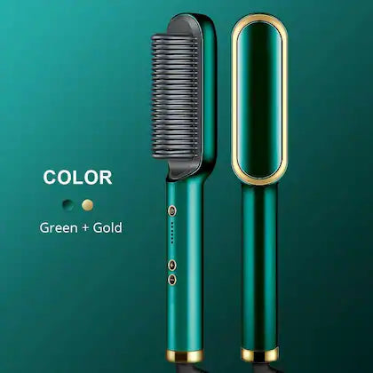 2 in 1 Ceramic Hair Straightener Brush for Women, Fast Straightening Comb